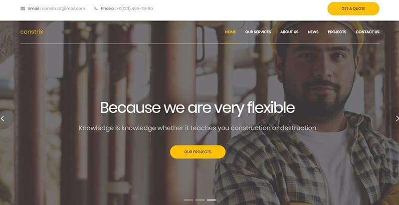 مواضيع كونستريكس ووردبريس إنشاء موقع شركة بناء