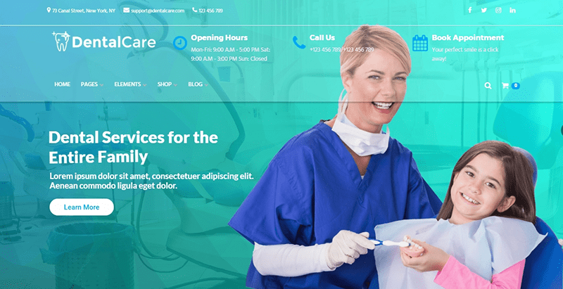 Dental care themes wordpress creer site internet dentiste medecin