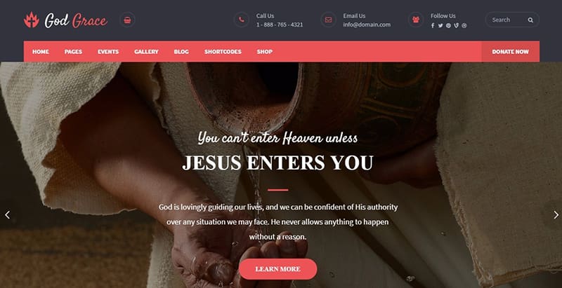 God grace themes wordpress creer site internet organisation religieuse eglise pretre