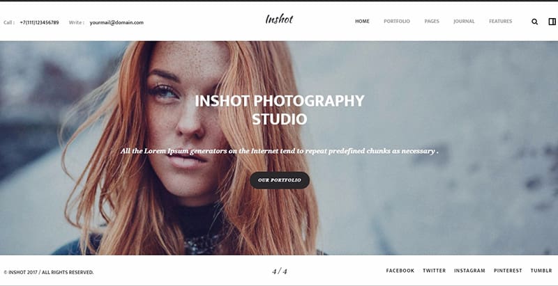 Inshot themes wordpress creer site internet photographe agence creative portfolio