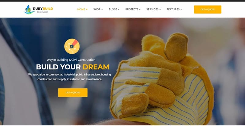Rubybuild themes wordpress creer site internet entreprise construction