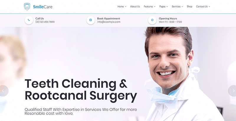 Smilecare themes wordpress creer site internet dentiste medecin