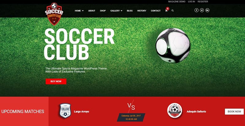 Soccerclub themes wordpress creer site web club sport fotball soccer basketball