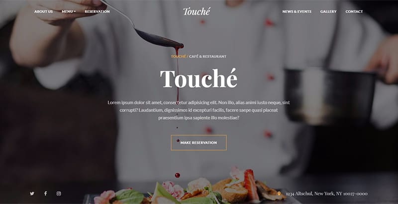 Touché themes wordpress creer facilement site internet restaurant
