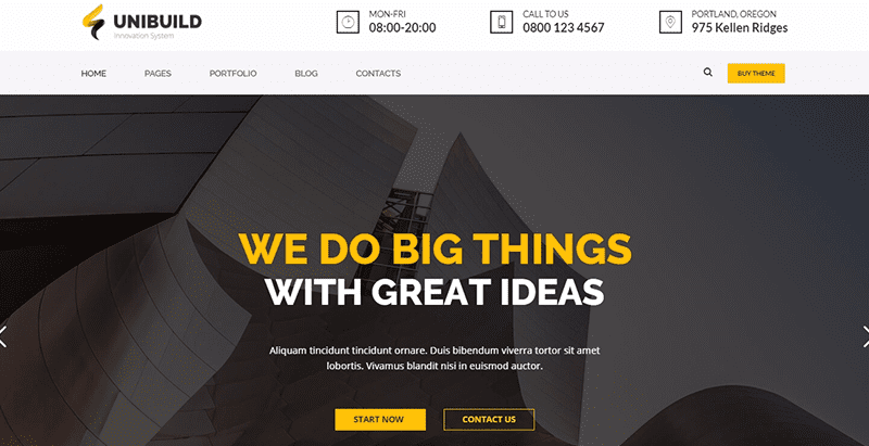 Unibuild themes wordpress creer site web internet entreprise pme startup