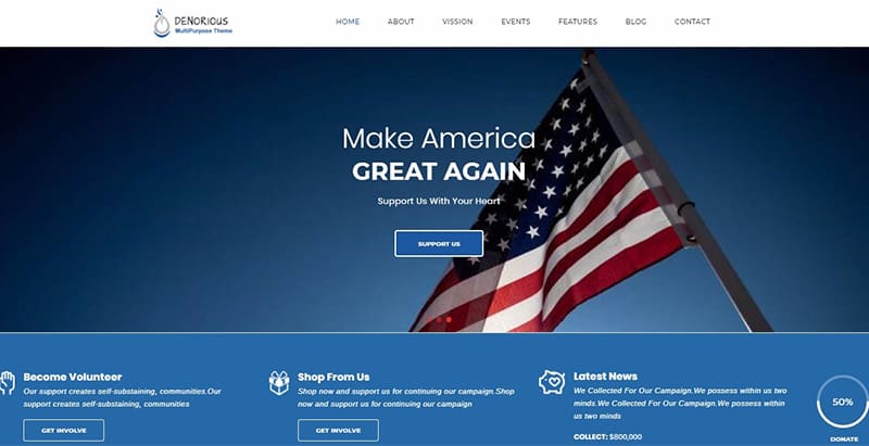 Denorious themes wordpress creer site internet parti politique thèmes WordPress pour créer un site web de parti politique - Denorious
