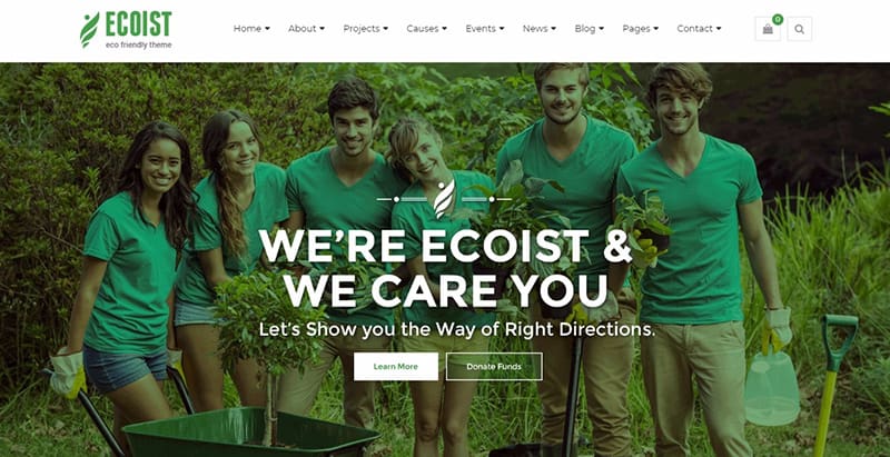 Ecoist themes wordpress creer site internet organisation ecologique