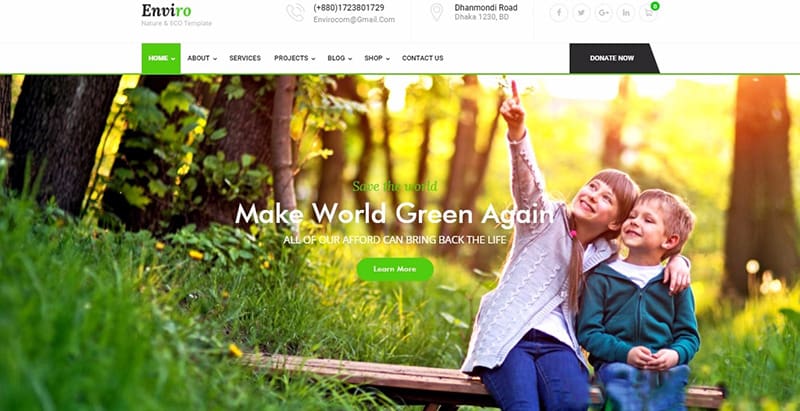 Enviro themes wordpress creer site internet organisation ecologique Enviro - meilleurs thèmes WordPress d'organisation écologique