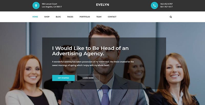 Evelyn themes wordpress creer site web entreprise agence pme startup