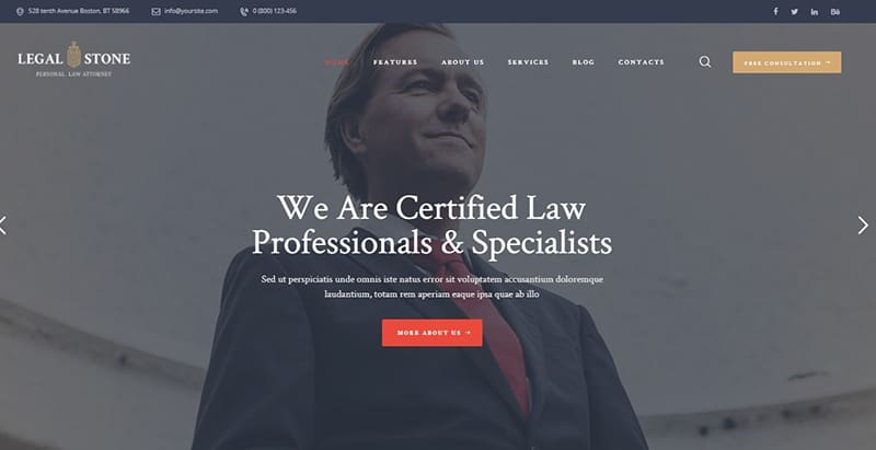 Legal stone themes wordpress creer site internet avocat justice procureur