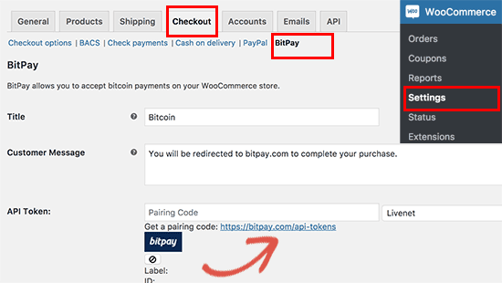 Bitpay woocommerce reglages bitpay woocommerce reglages.png