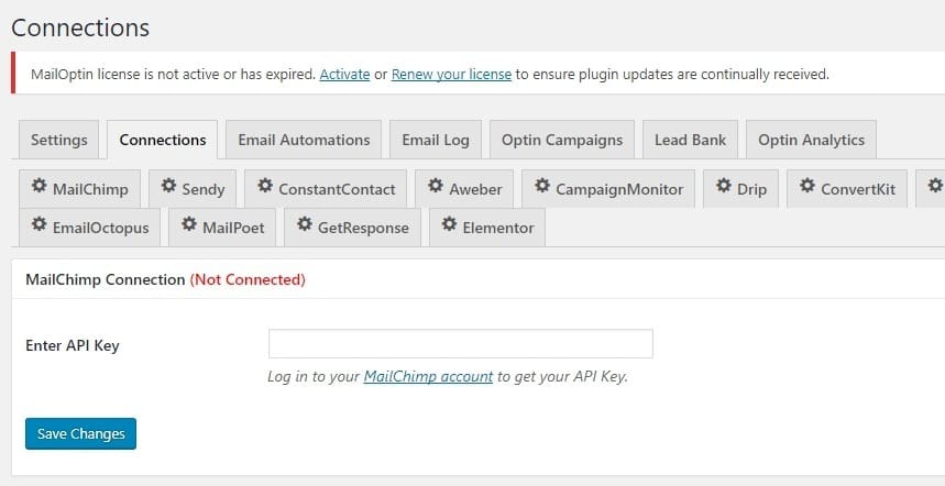 Reglages mailoptin integrations reglages mailoptin integrations.jpeg