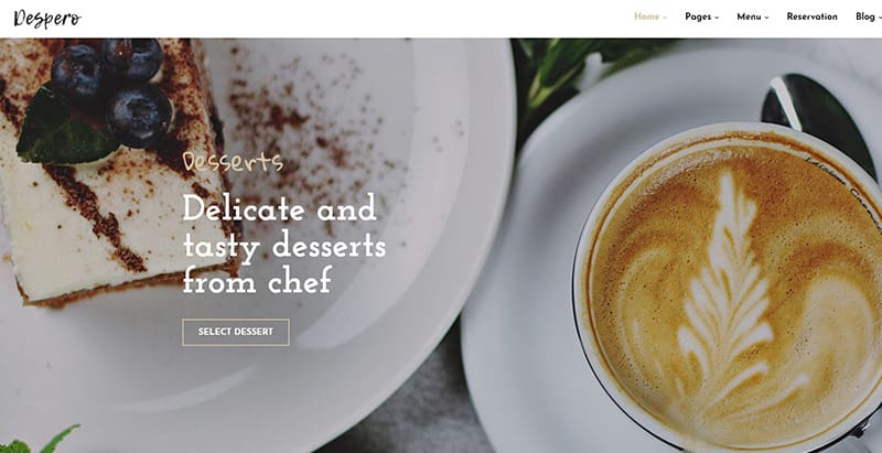 Despero themes wordpress creer site internet restaurant traiteur restauration