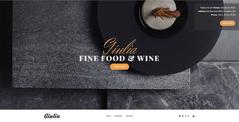 Giulia themes wordpress creer site internet restaurant traiteur restauration Giulia themes wordpress creer site internet restaurant traiteur restauration