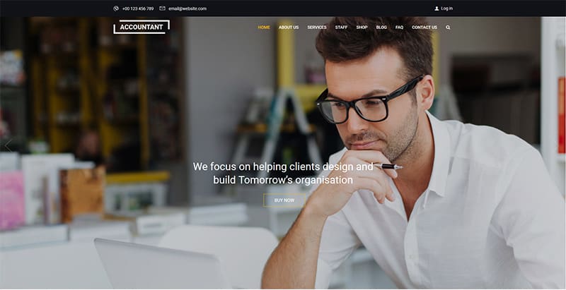 Accountant themes wordpress creer site web entreprise financiere compatibilite audit