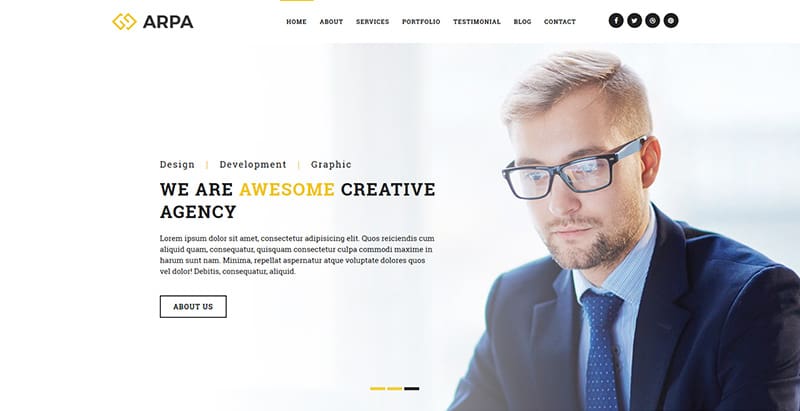 Arpa themes wordpress creer site web start up entreprise agence