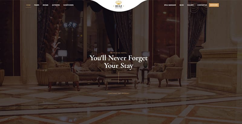 Diaz luxury themes wordpress creer site internet hotel motel spa meilleurs thèmes WordPress d'hôtel -Diaz luxury