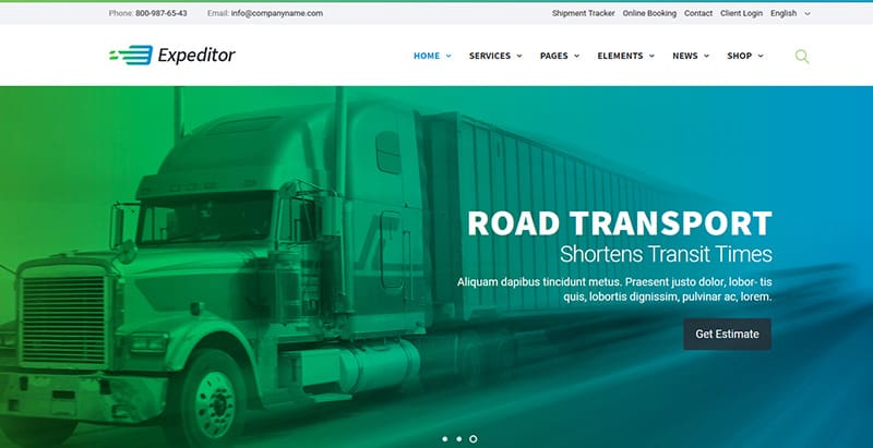 Expeditor themes wordpress creer site web entreprise logistique