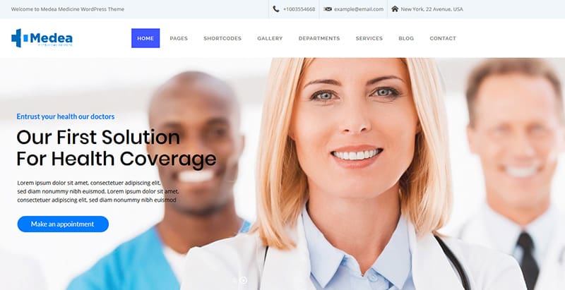 Medea themes wordpress creer site web hopital medecin clinique