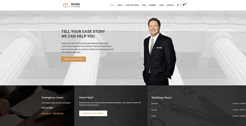 Miakothemes wordpress creer site web cabinet avocat procureur juge notaire