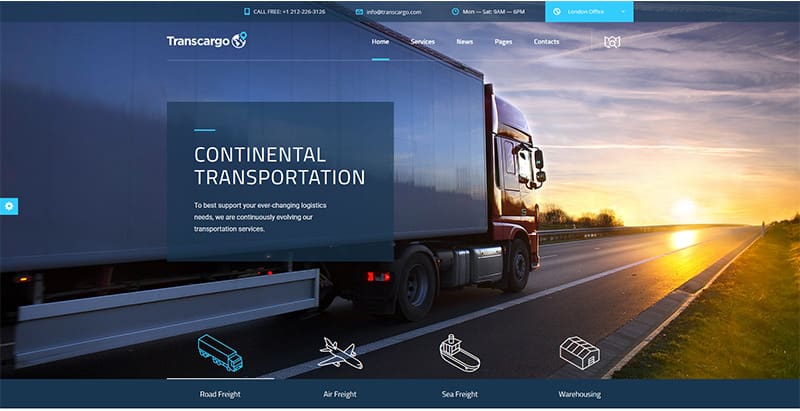 Transcargo themes wordpress creer site web entreprise logistique