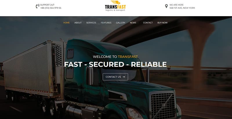 Transfast themes wordpress creer site internet entreprise transports