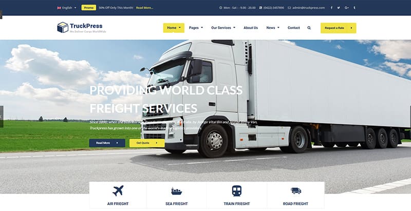 Truckpress themes wordpress creer site web entreprise logistique