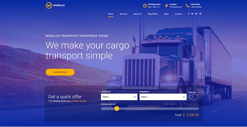 Wheelco themes wordpress creer site web entreprise logistique