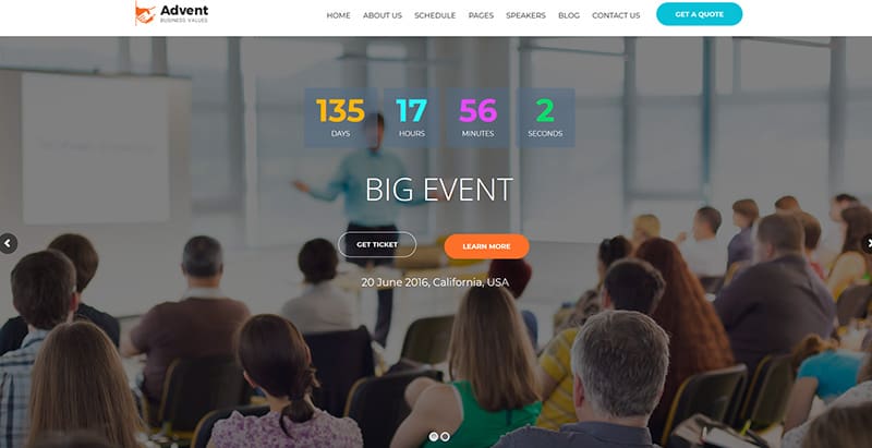 Advent themes wordpress creer un site internet keynote evenements conférence