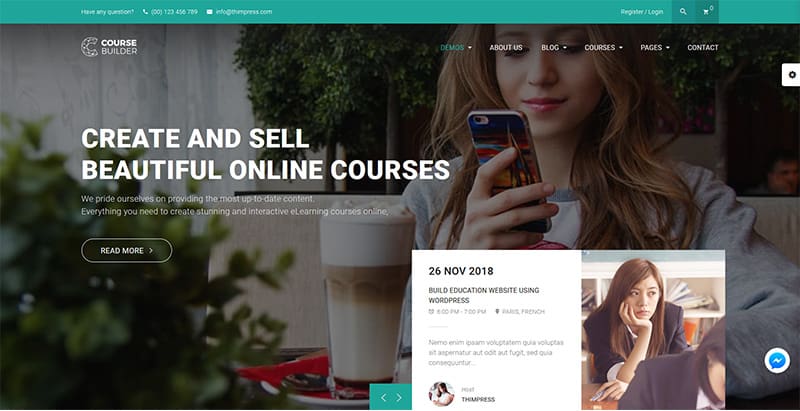 Course builder themes wordpress creer site internet educatif e learning education