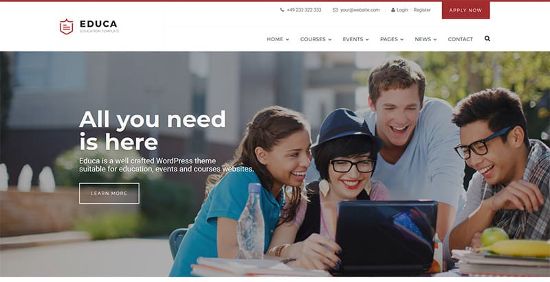 Educa themes wordpress creer site internet educatif e learning education