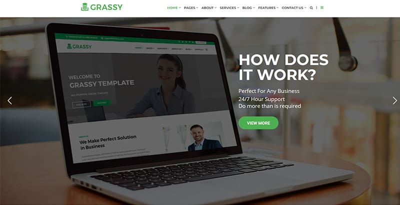 Grassy themes wordpress creer site web agence financiere entreprise