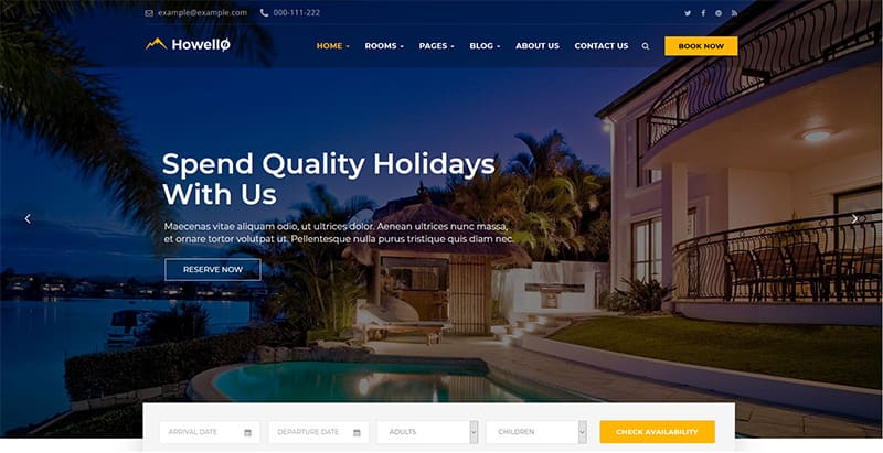 Howello themes wordpress premium creer site web hotel motel