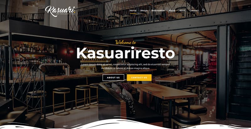 Kasuari themes wordpress creer site web restaurant bar lounge
