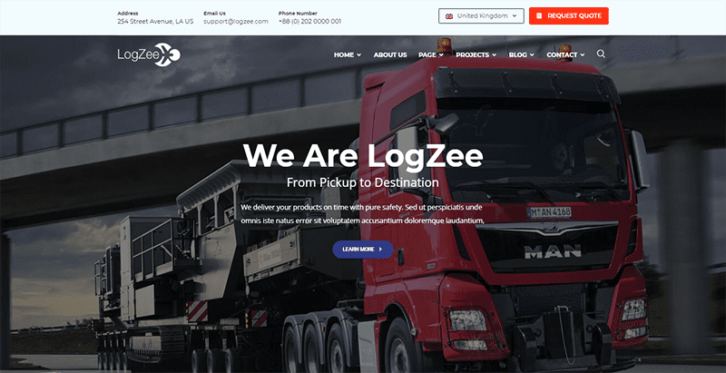 Logzee theme wordpress creer site web entreprise transport logistique Logzee - meilleur thème WordPress de transports