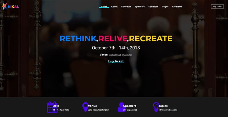 Nikal themes wordpress creer un site internet keynote evenements conférence