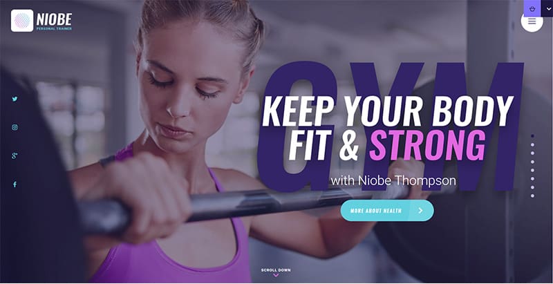 Niobe themes wordpress creer site web clubs gym fitness coach