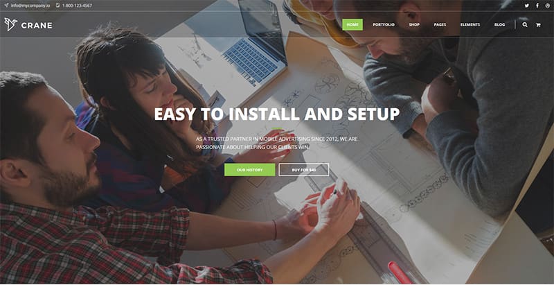 The crane themes wordpress creer site web agence entreprise start up