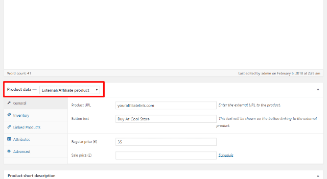 Creazione di un prodotto di affiliazione wordpress