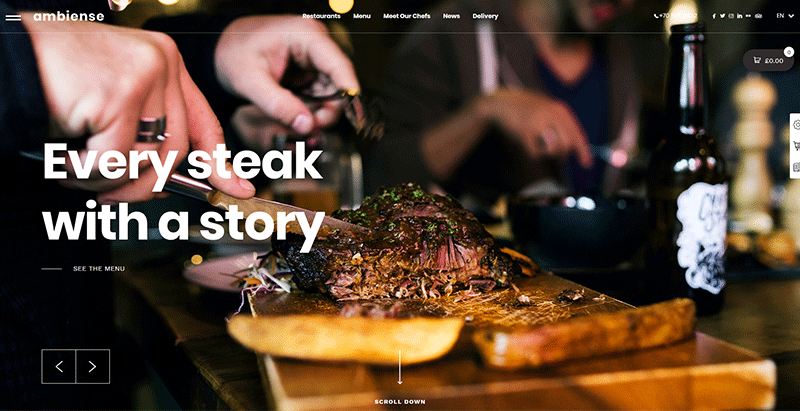 Ambiense themes wordpress creer site internet restaurant cafeteria bistrot bar