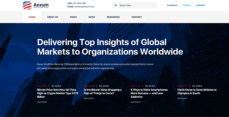 Axxum themes wordpress creer site web entreprise investissement finance