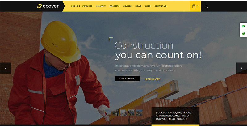 Recover themes wordpress creer site internet entreprise renovation architecture