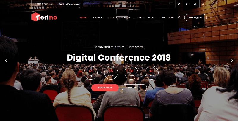 Torino themes wordpress creer site web event conference evenement