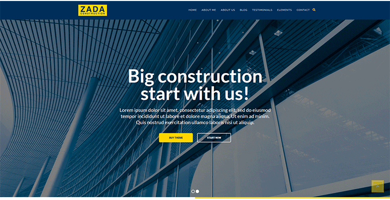 Zada themes wordpress creer site internet entreprise renovation architecture