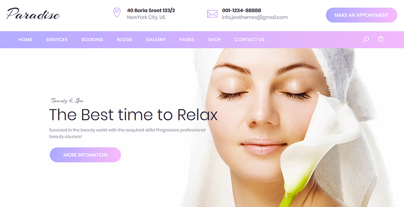 Paradise themes wordpress creer site web spa salon beaute Paradise themes wordpress creer site web spa salon beaute