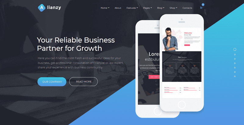 Alianzy themes wordpress creer site web cabinet conseils consulting