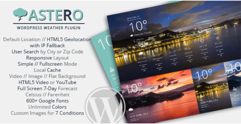 Astero wordpress weather plugin creer widgets site internet personnaliser une page d'accueil - Astero
