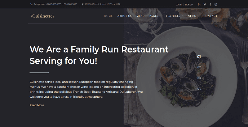 Cuisinette themes wordpress creer site internet restaurant cafe