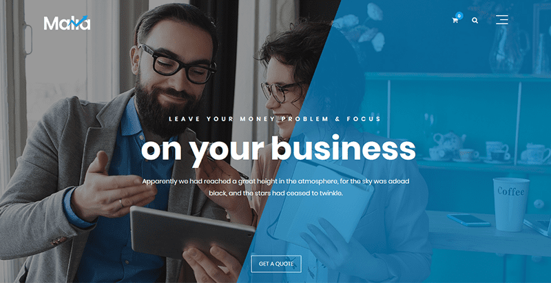 Malia themes wordpress creer site web entreprise financiere consulting thèmes WordPress pour créer un site web de startup Malia