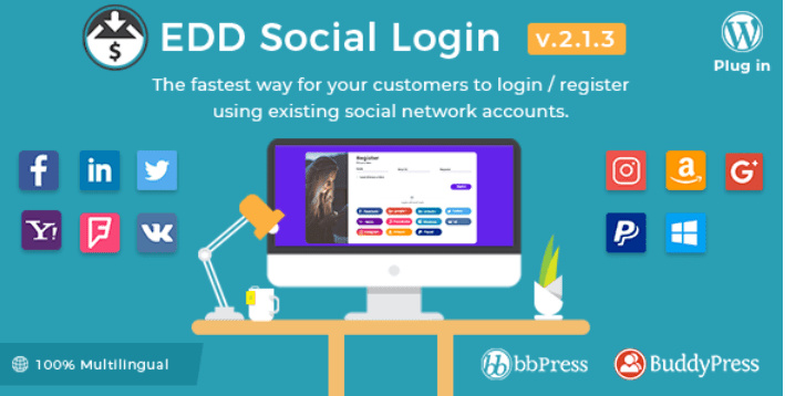 Social login plugins easy digital downloads boutique ligne telechargements numerique